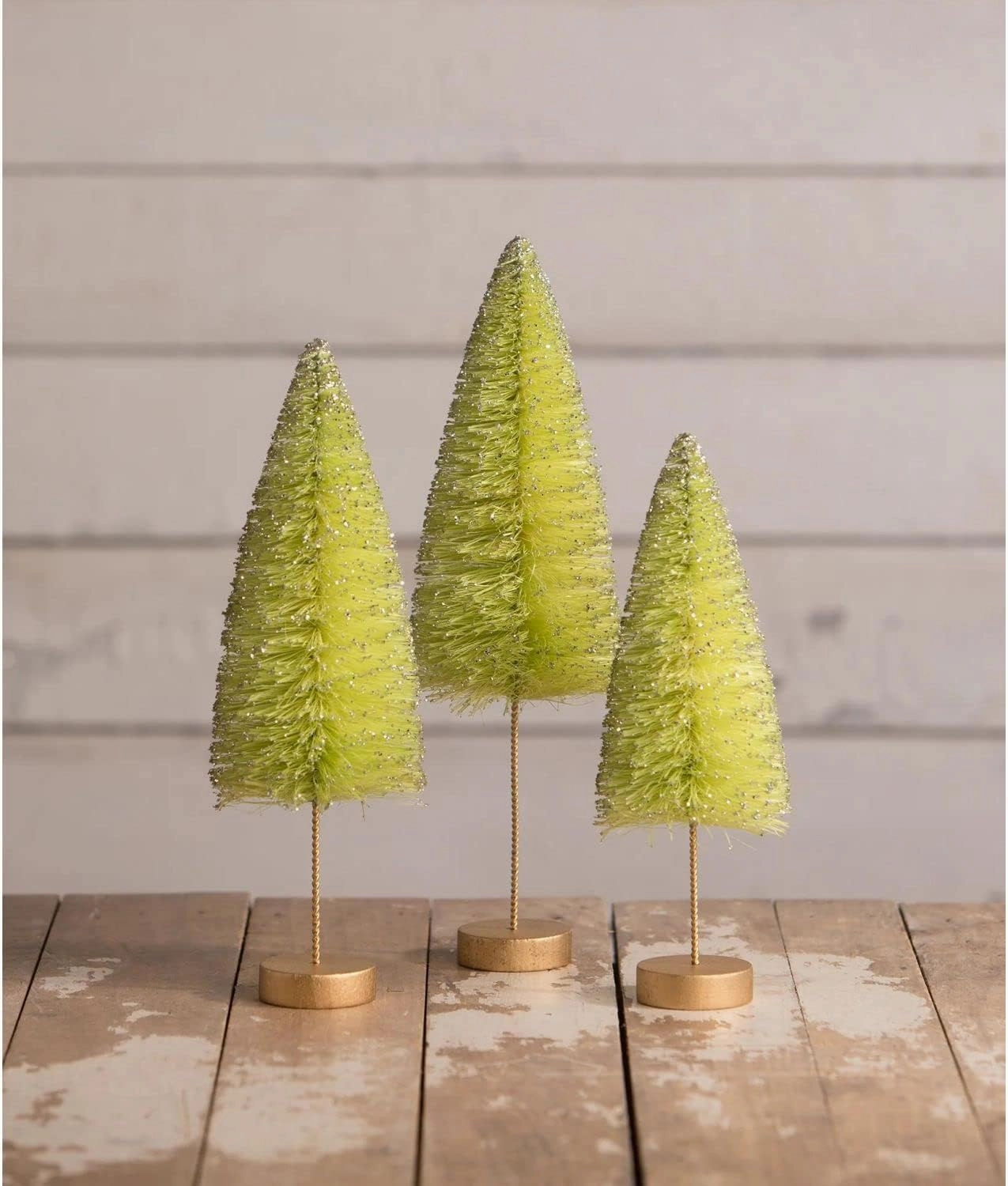 Bethany Lowe Lime Green Halloween Trees, Set of 3