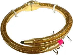 Betsey Johnson Book Smart Bracelet, Wrap Around, Curved Hinged Bangle