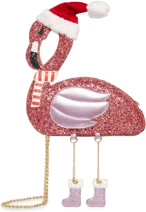 Betsey Johnson Santa Flamingo Crossbody, Pink