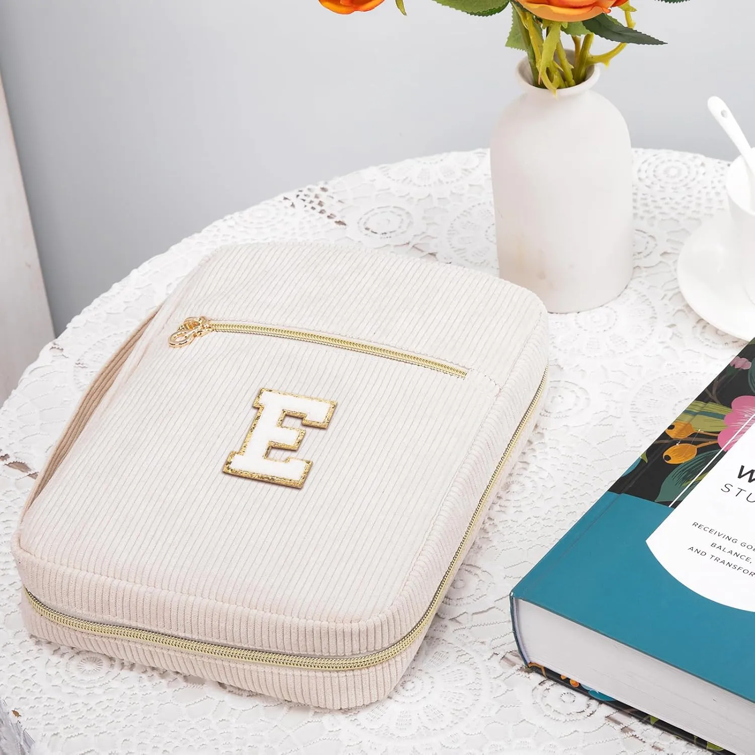 Bible Cover for Women, Initial Personalized Bible Gift - Bible Case for Men - Bible Holder - Bible Bag - Bible Carrier - Bible Carrying Case with Pockets for Bible Study Suppliers, Bible Accessories