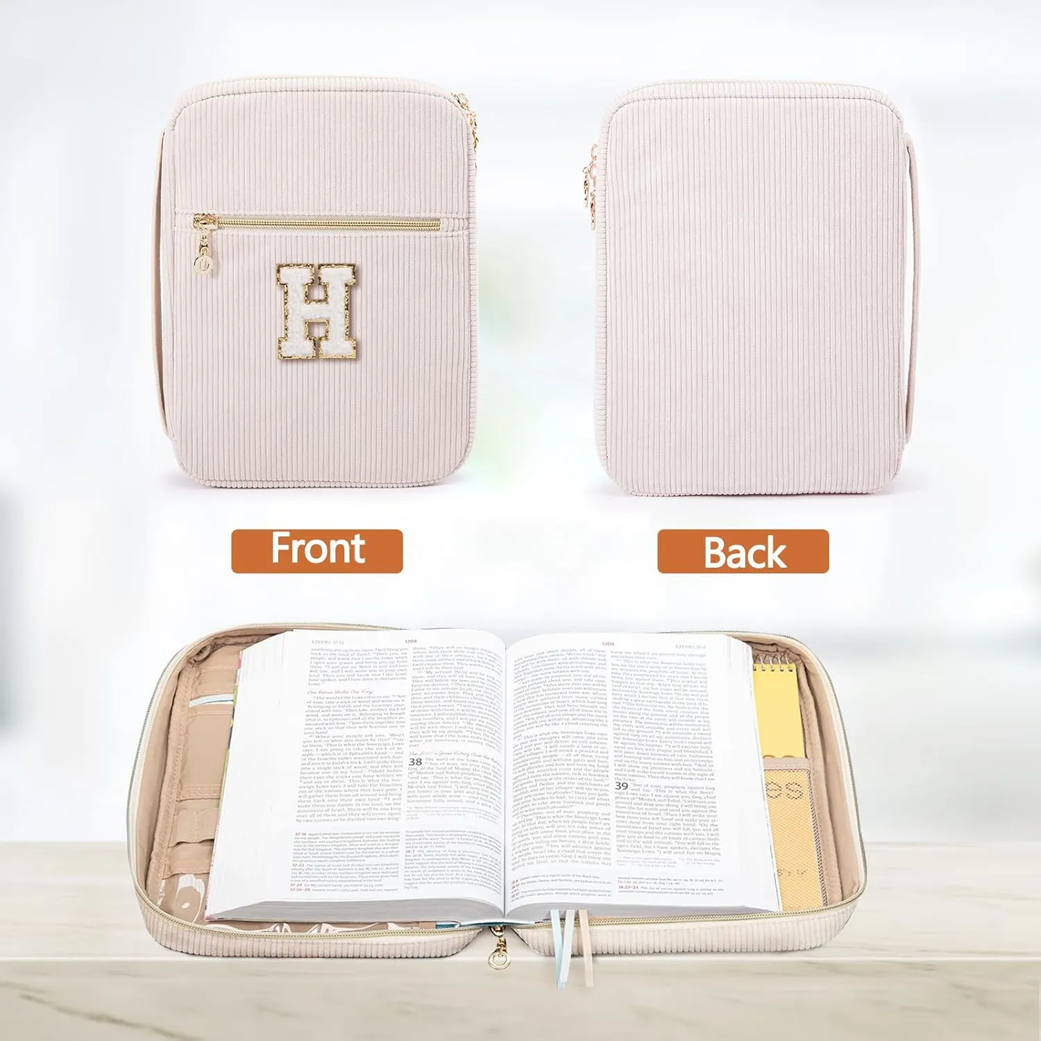 Bible Cover for Women, Initial Personalized Bible Gift - Bible Case for Men - Bible Holder - Bible Bag - Bible Carrier - Bible Carrying Case with Pockets for Bible Study Suppliers, Bible Accessories