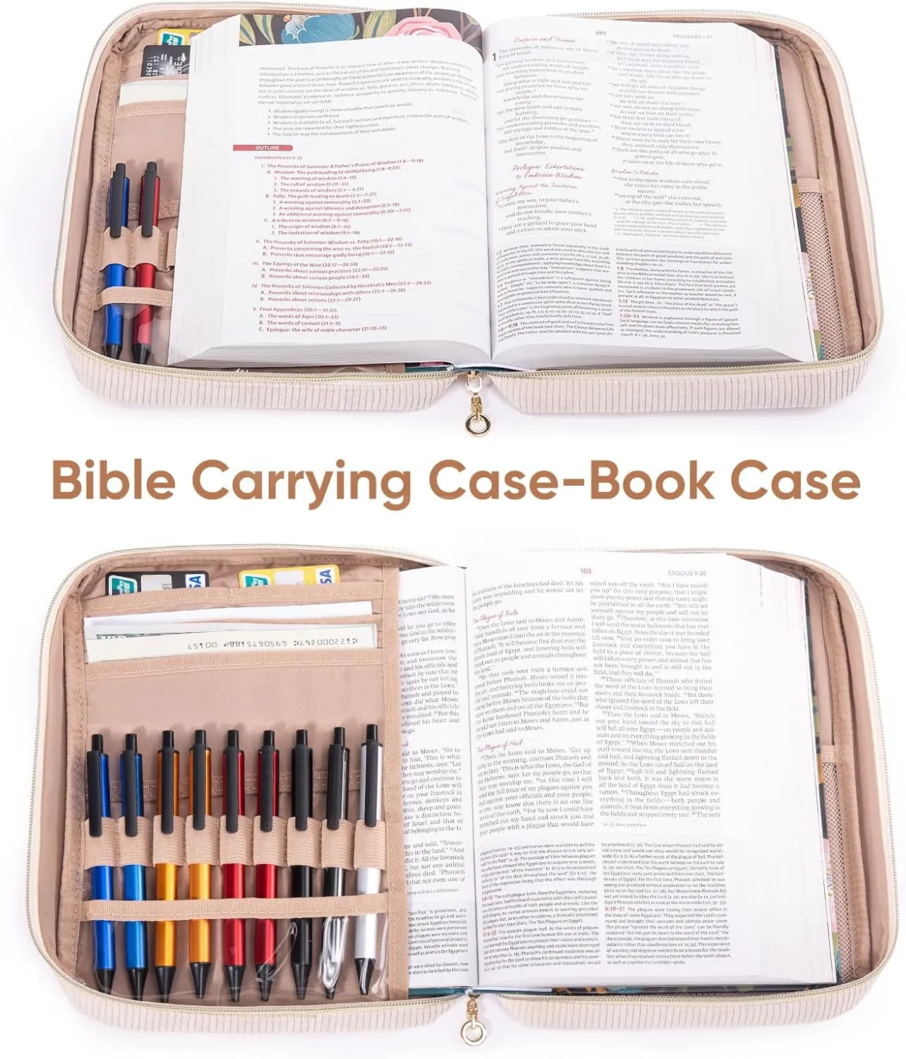 Bible Cover for Women, Initial Personalized Bible Gift - Bible Case for Men - Bible Holder - Bible Bag - Bible Carrier - Bible Carrying Case with Pockets for Bible Study Suppliers, Bible Accessories