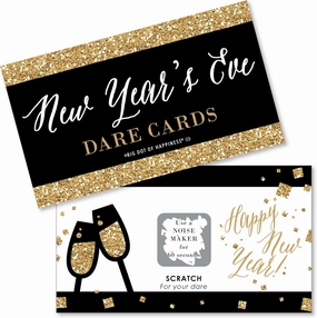Big Dot of Happiness New Year's Eve - Gold - New Years Eve Party Game Scratch Off Dare Cards - 22 Count