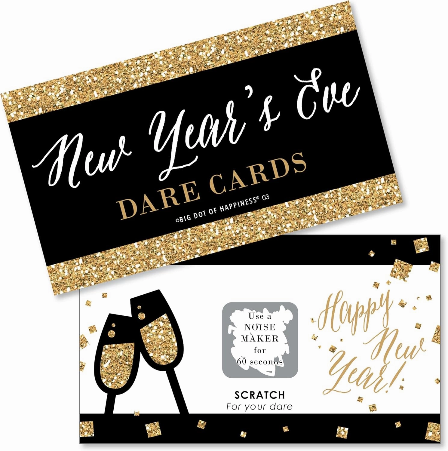 Big Dot of Happiness New Year's Eve - Gold - New Years Eve Party Game Scratch Off Dare Cards - 22 Count