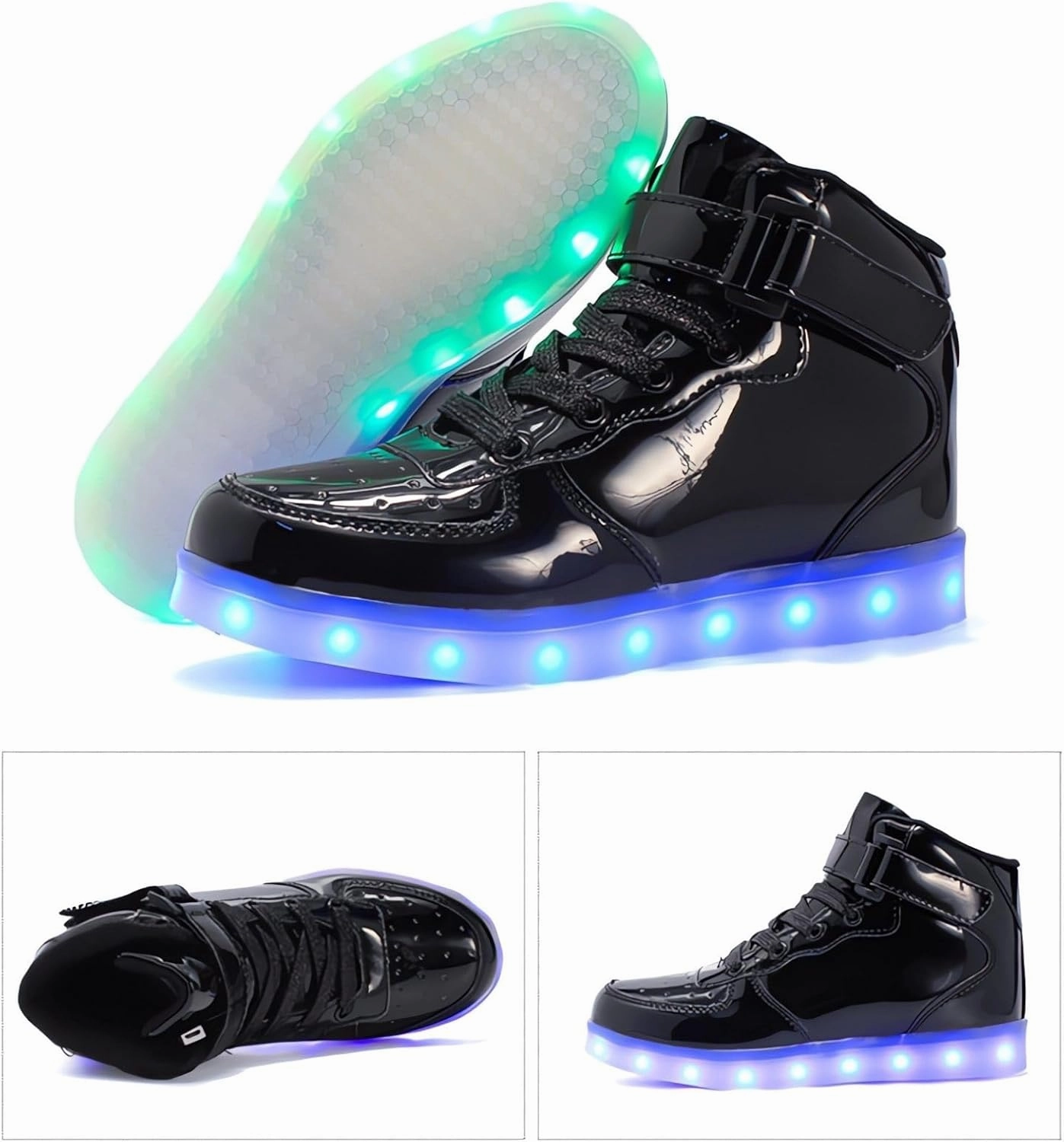 Big Kids Adult Light Up Trainers Luminous Sneakers Boys Girls USB Charging Led High Top Flashing Shoes Xmas