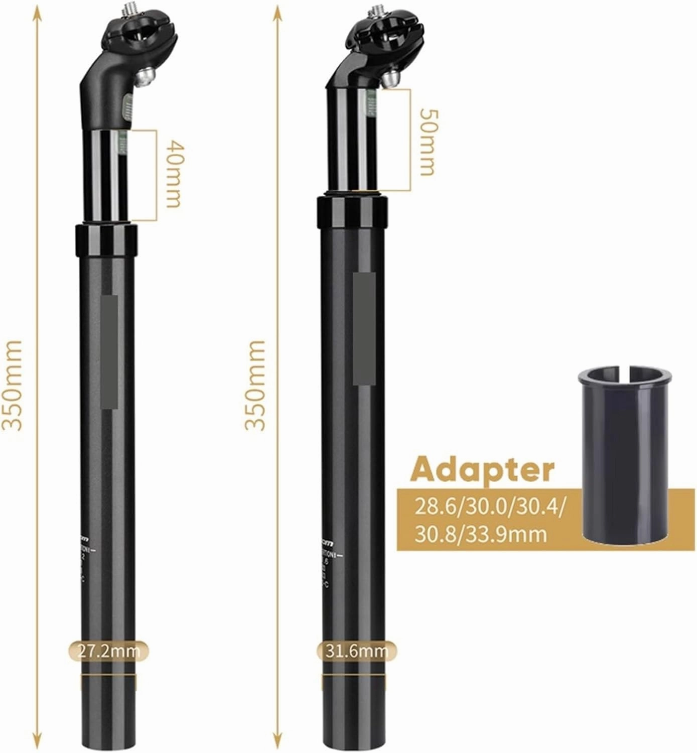 Bike Suspension Seatpost 27.2/31.6/28.6/30.4/30.8/33.9mm MTB Suspension Seat Tube 350mm Shock Absorber Seat Post Bike Parts for Mountain Road Bike