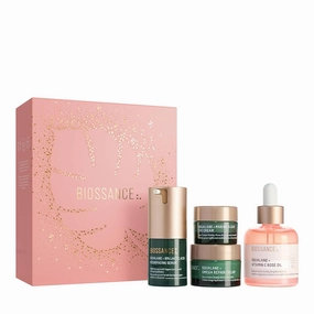 Biossance Most Loved   Luminous Skincare Holiday Gift Set, Vitamin C Rose Face Oil, Marine Algae Eye Cream, Omega Repair Face Moisturizer, and Lactic Acid 10% resurfacing face serum, $143 value, 1 Set
