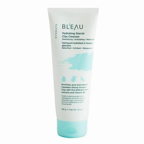 Bl'eau Hydrating Glacial Clay Cleanser detoxify exfoliate rehydrate Glacial Oceanic Clay and 5 fruits extracts to deep cleanse and soothe skin, cream to foam texture, cooling and hydrating skin feel (100 g (3.5 oz.))