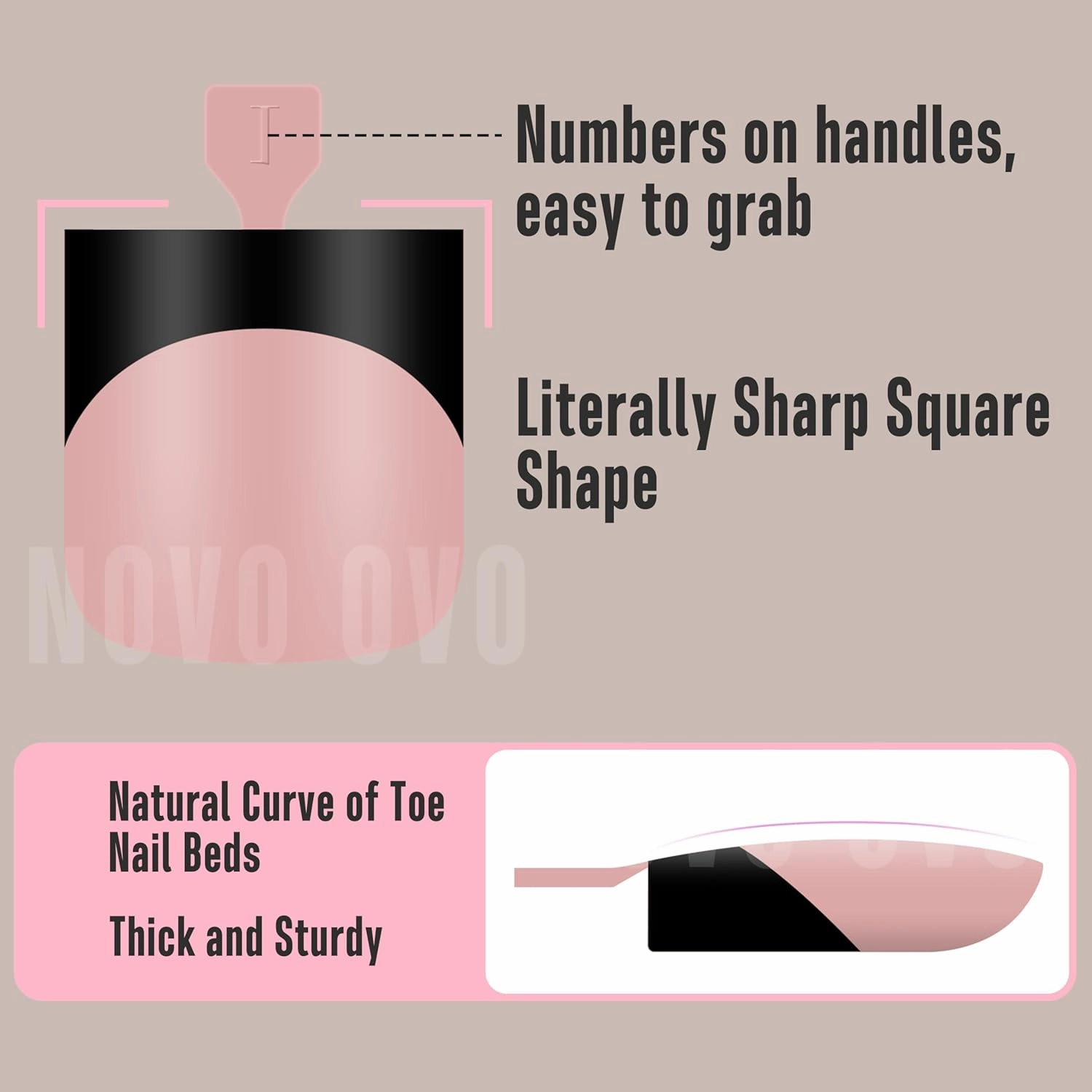 Black French Tip Toe Nail Tips Press on, BABY PINK Sharp Square Pre-Designed Soft Gel False Toenail Extension, Long/Medium Wide Fake Toenails, Full Cover Acrylic for DIY 15 Sizes 240 pcs