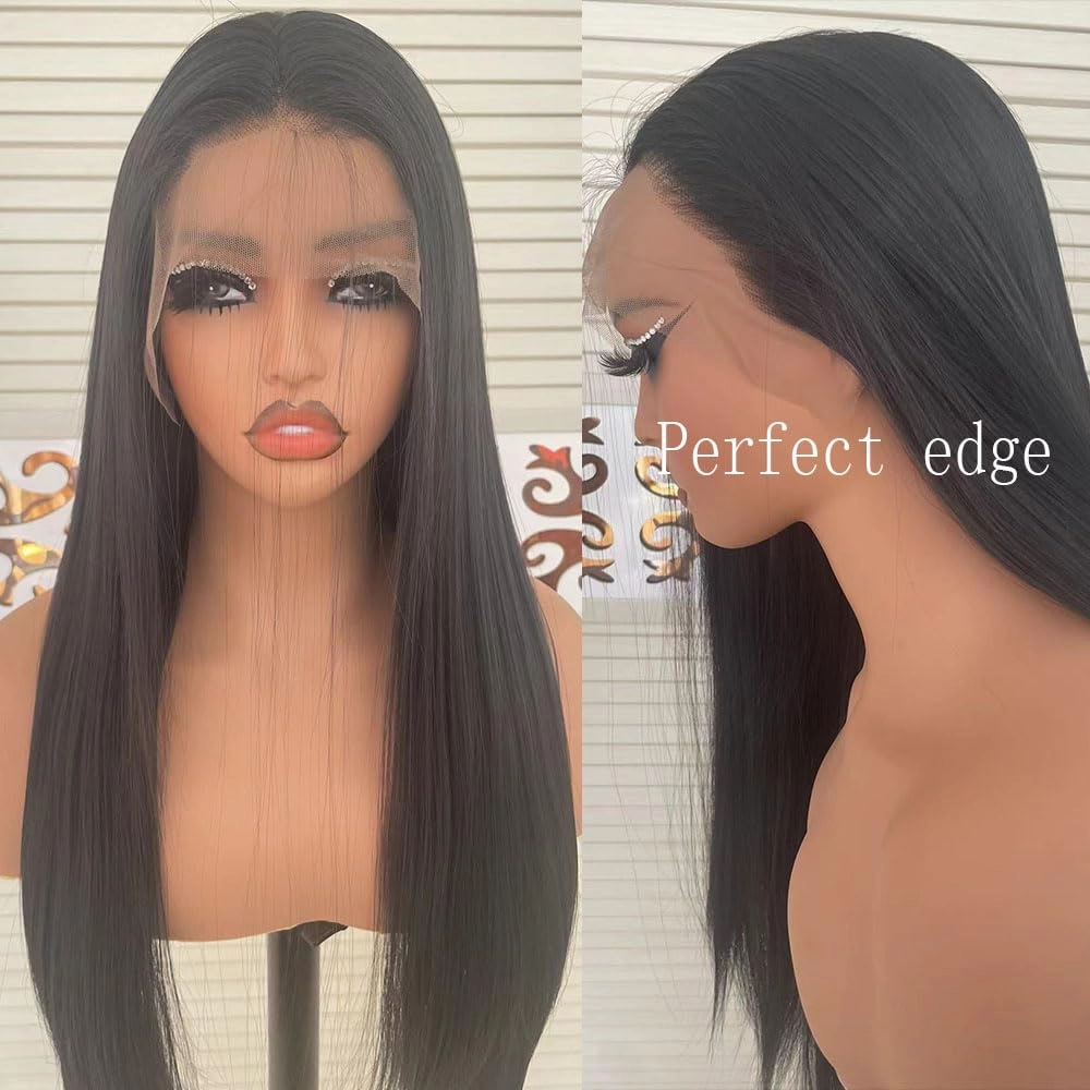 Black Lace Front Wigs Pre Plucked For Black Women Glueless Wig with Natural Hairline Synthetic Lace Front Wig Ready to Wear Wigs for Cosplay…