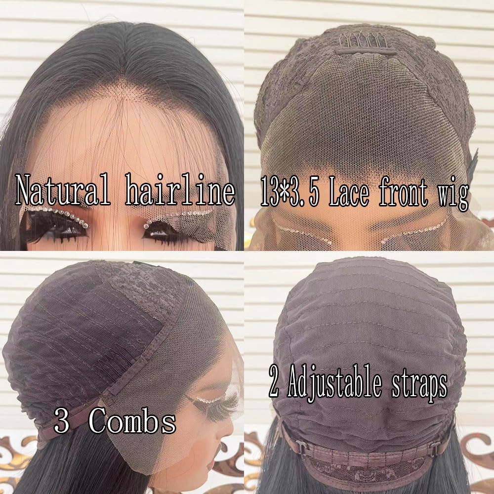 Black Lace Front Wigs Pre Plucked For Black Women Glueless Wig with Natural Hairline Synthetic Lace Front Wig Ready to Wear Wigs for Cosplay…