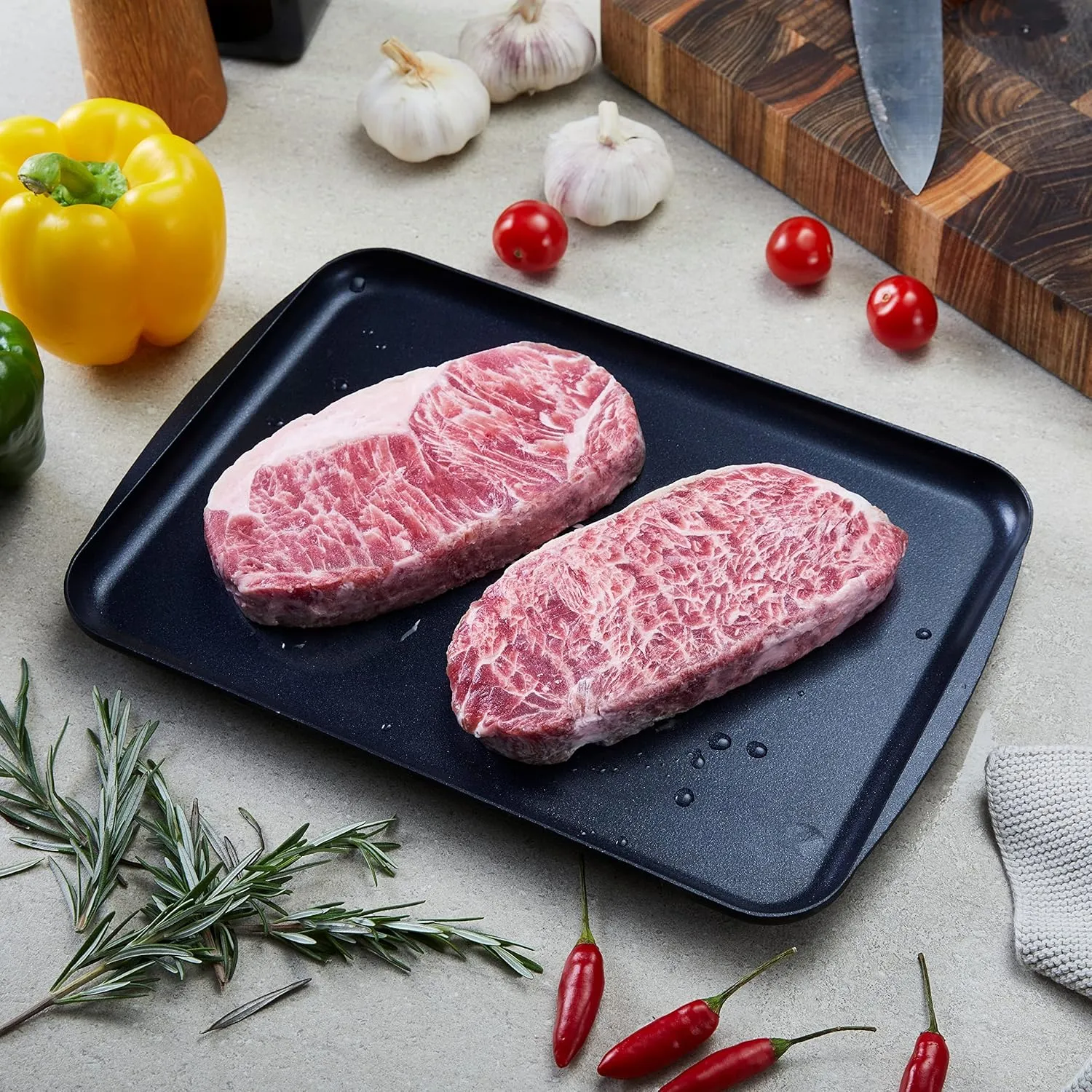 BLAZIN' THAW Defrosting Tray for Frozen Meat | Premium Edition | Aluminium Alloy Plate for Thawing Frozen Food | Natural Thawing Process | No Microwaves, No Cold/Warm Water Required |