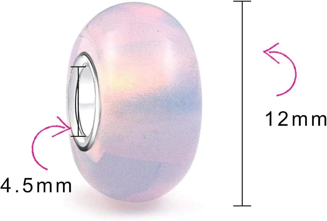 Bling Jewelry Murano Glass .925 Sterling Silver Core Translucent Rainbow Spotted Circles Glitter Foil Spacer Scroll Charm Bead Fits European Bracelet For Women Teen