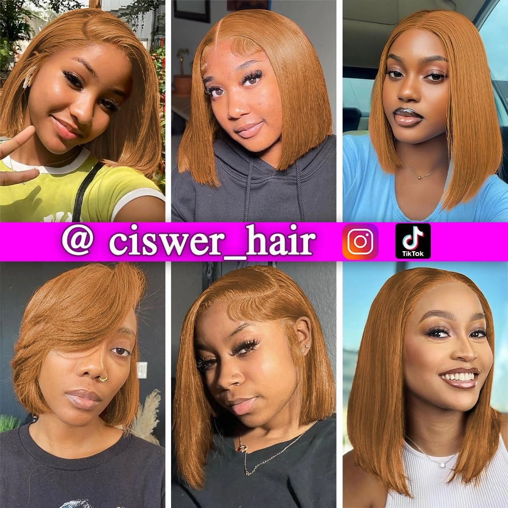 Blonde 13x4 Lace Front Bob Wig Human Hair Pre Plucked Stairght 30# Colored Short Bob for Black Women Short Wig Bob 180 Density 12 Inch