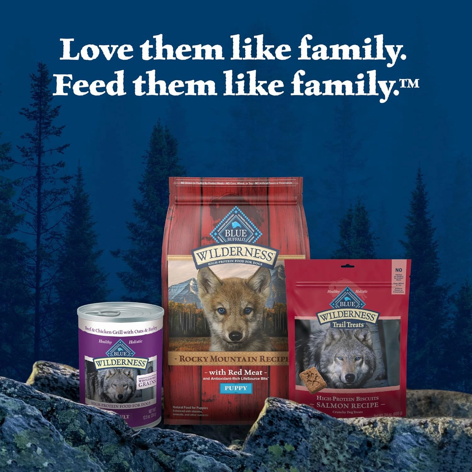 Blue Buffalo Wilderness High-Protein Rocky Mountain Recipe Dry Food for Puppies, Red Meat & Grains, 4.5-lb. Bag