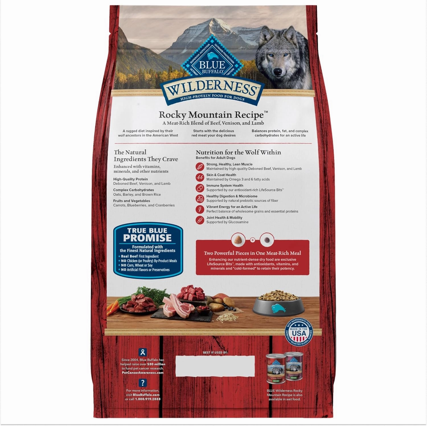 Blue Buffalo Wilderness Rocky Mountain Recipe High-Protein Adult Dry Dog Food Wholesome Red Meat