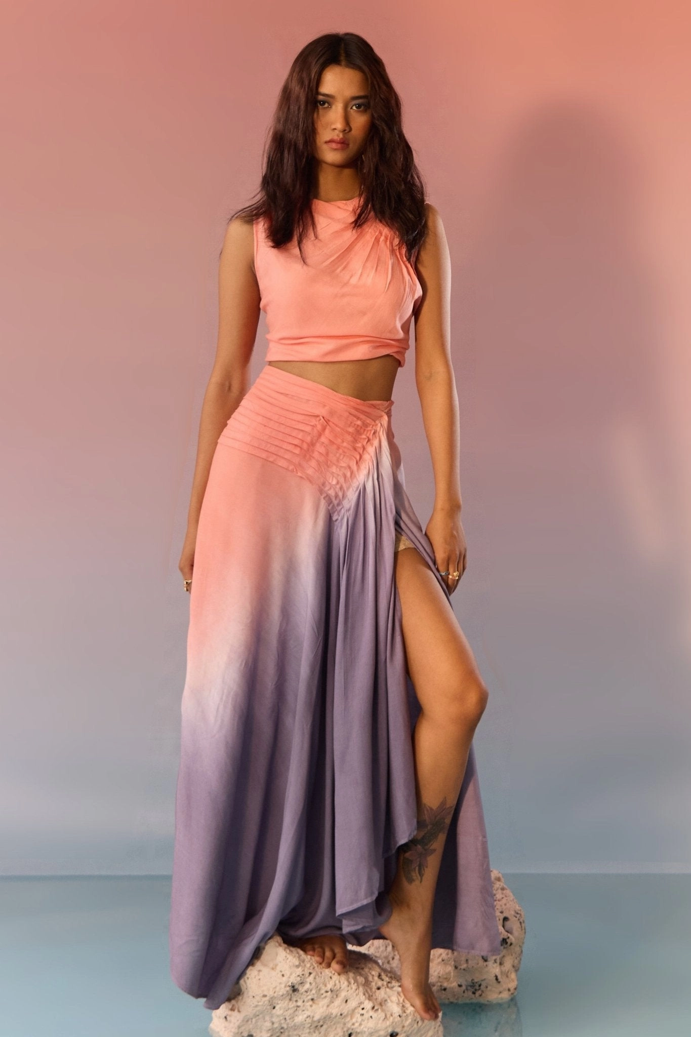 Blush and Slate Top Skirt Set
