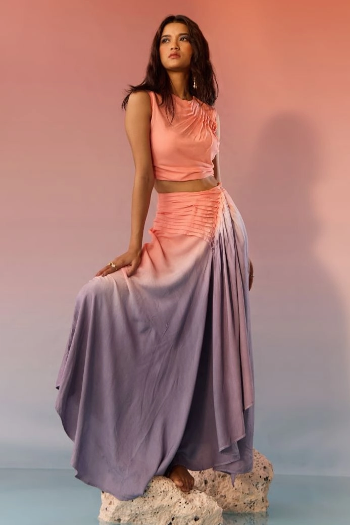 Blush and Slate Top Skirt Set