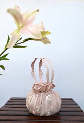 Blush Hand Embroidered Drawstring Bag
