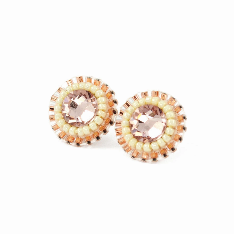Blush pink ivory stud earrings