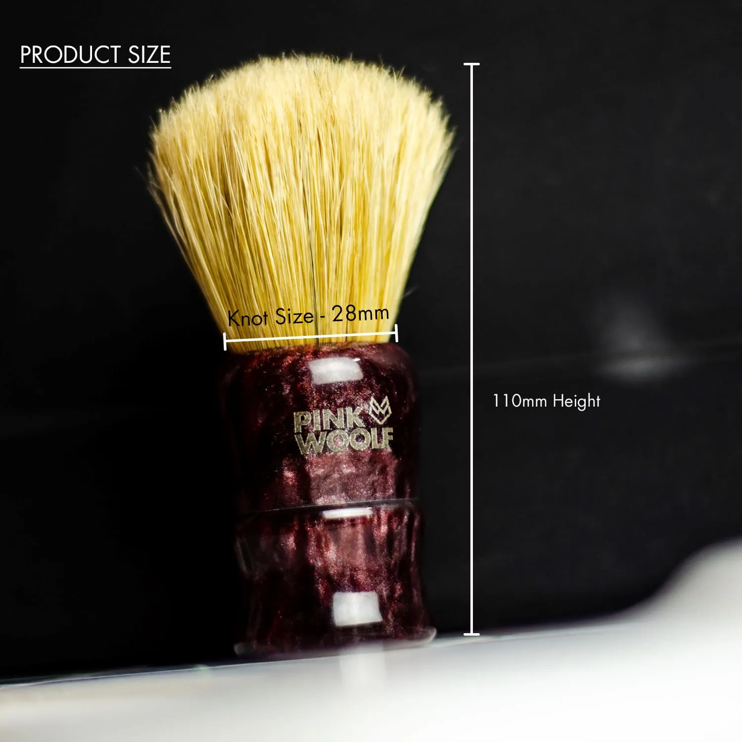 Boar Bristle Shaving Brush for Men | 28mm Knot Shaving Brush for Rich Lather | Soft Bristles Gentle on Skin | Maroon Handle | Classic Wet Shaving Brush for Smooth, Comfortable Shave