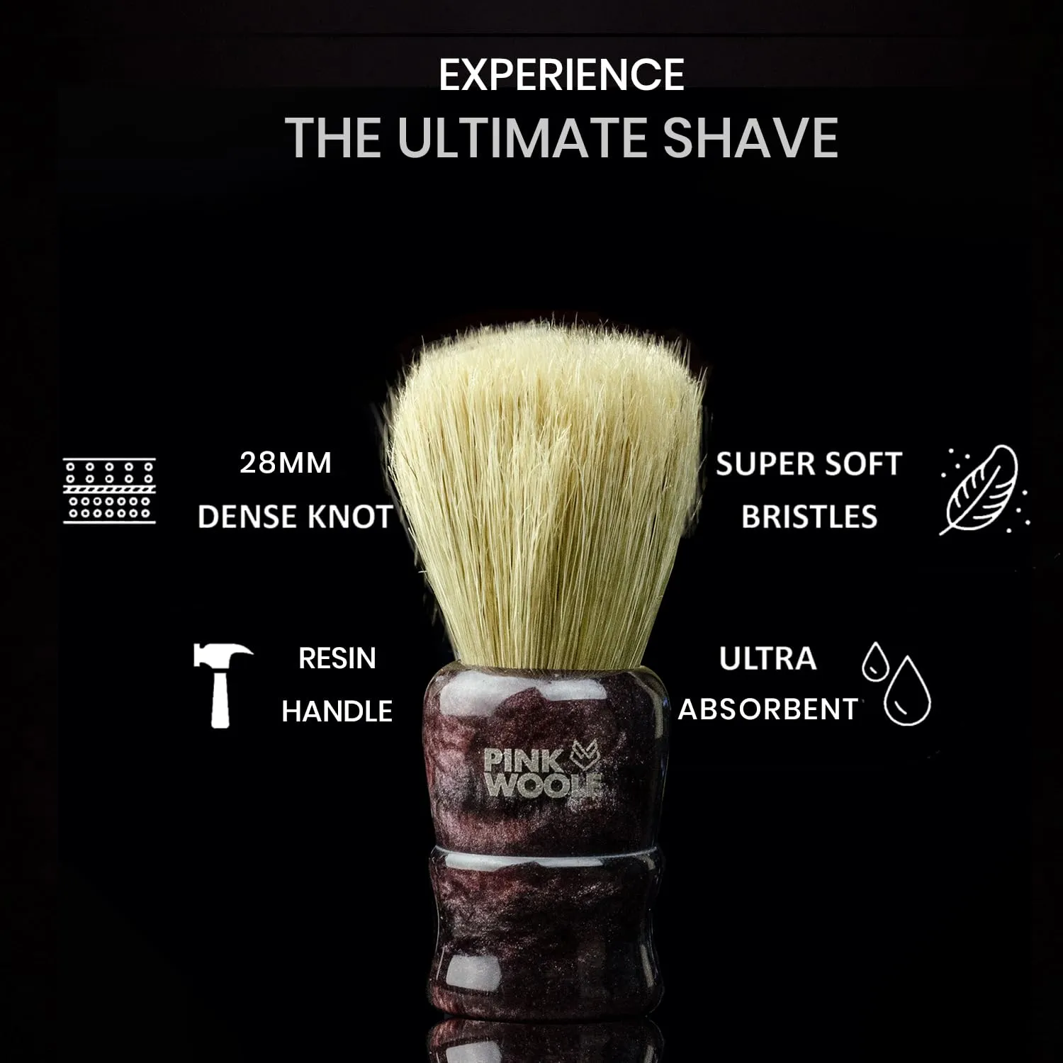 Boar Bristle Shaving Brush for Men | 28mm Knot Shaving Brush for Rich Lather | Soft Bristles Gentle on Skin | Maroon Handle | Classic Wet Shaving Brush for Smooth, Comfortable Shave