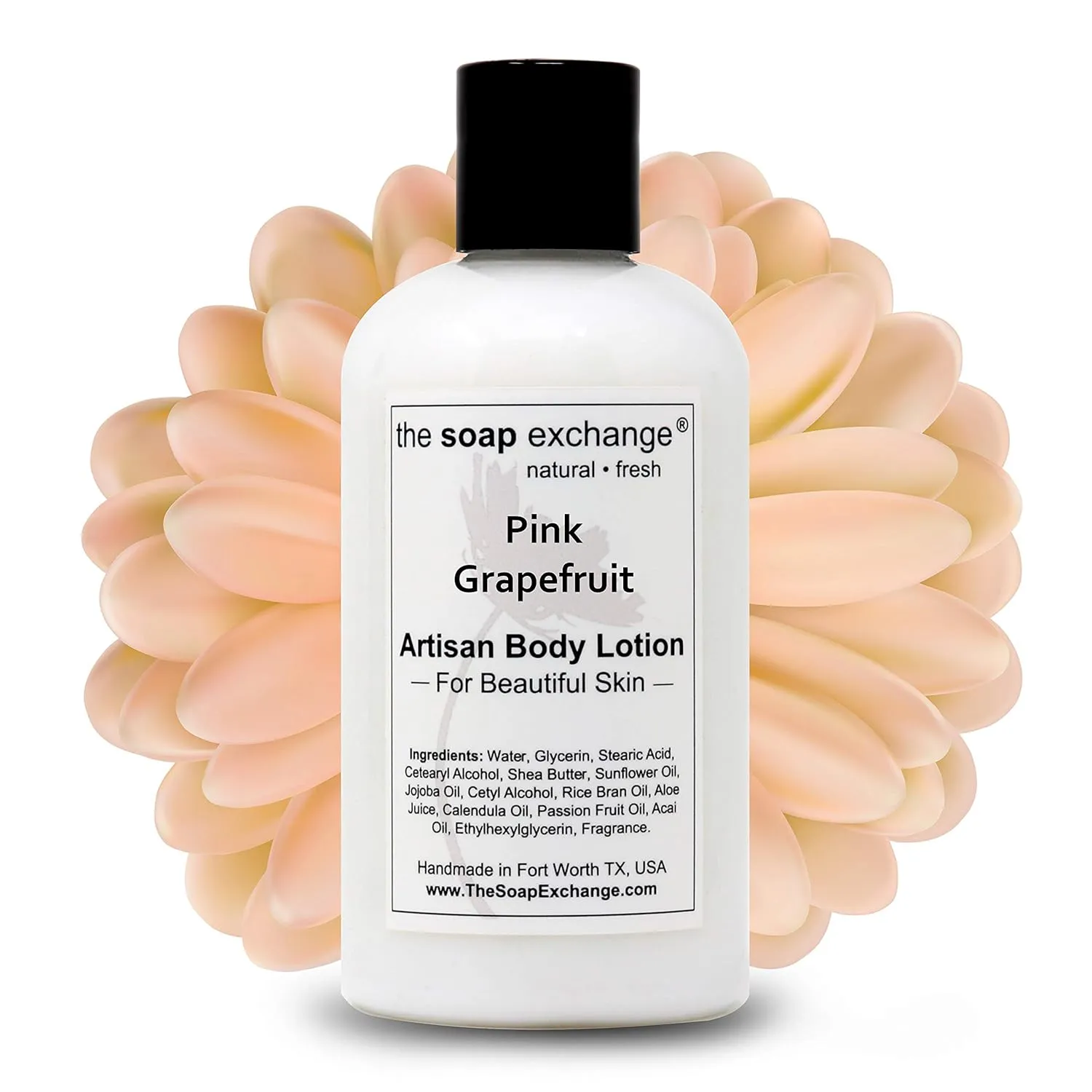 Body Lotion - Pink Grapefruit Scent - Hand Crafted 8 fl oz / 240 ml Natural Artisan Skin Care for Hand, Face, & Body, Moisturize, Hydrate, & Protect. Made in the USA.