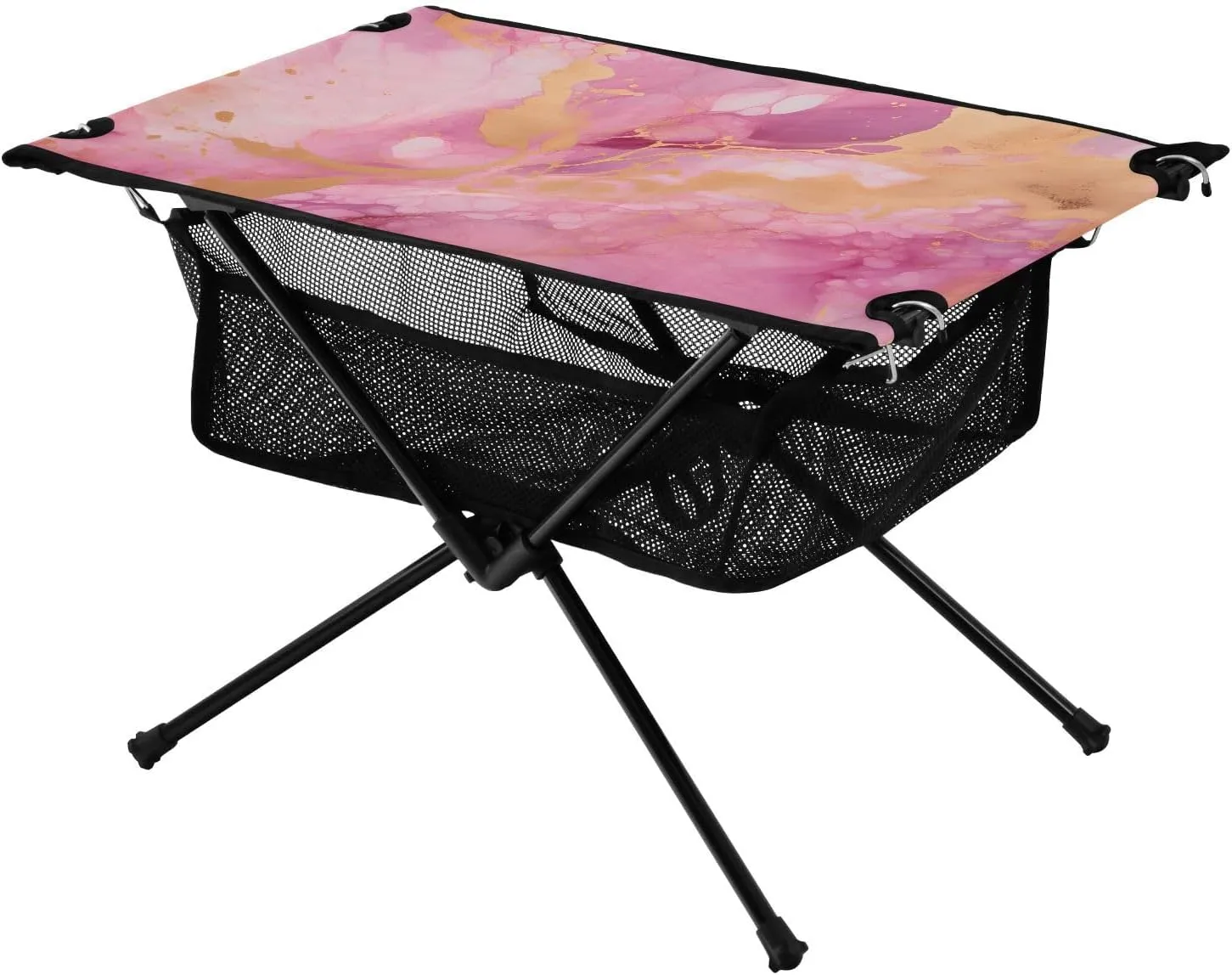 Bolaz Outdoor Folding Portable Picnic Camping Table-Pink Marble,Storage Mesh for Camping Gear Accessories, Hiking, Mountaineering, Outdoor Travel