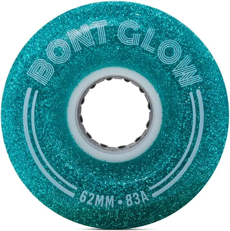 Bont Skates - Glow Light Up LED Quad Roller Skate Wheels - Recreational Street Outdoor Skating - 62x35mm 83A - Set of 4 wheels (Chameleon Green)