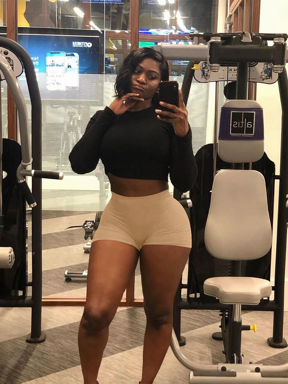 BORIFLORS Women's Sexy Workout Gym Biker Elastic Waist Booty Shorts
