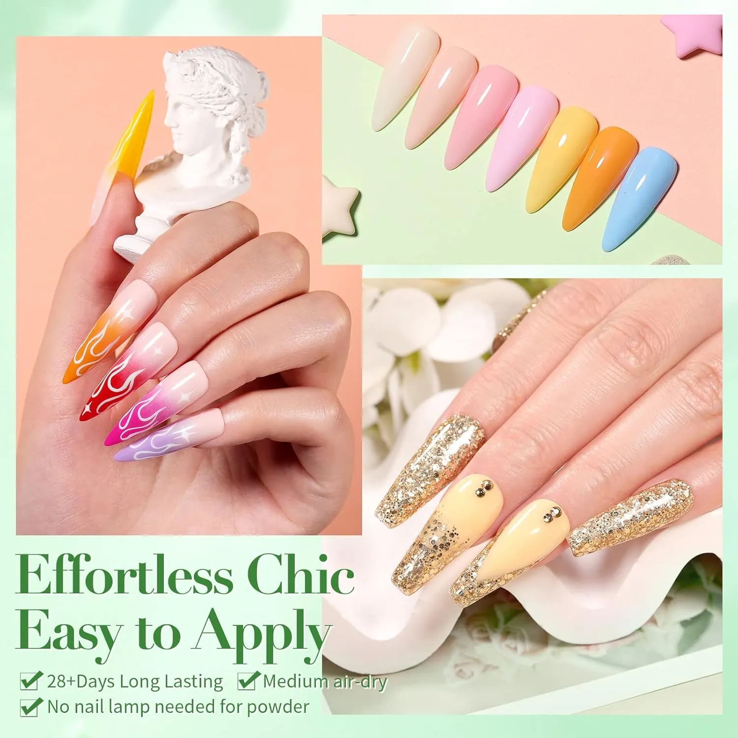 BORN PRETTY Acrylic Powder Set 36 Colors Acrylic Nail Powder Nude Pink Blue Yellow Purple Red Glitter Professional Polymer 3D Acrylic Nail Art Kit for French Nail Extension All Seasons Nail Carving