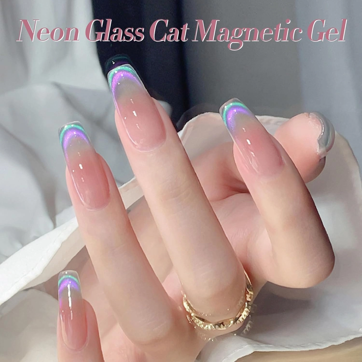 BORN PRETTY Cat Magnetic Eye Gel Nail Polish Rainbow Aurora Cat Magnetic Gel Polish Pink Green Blue Yellow Glitter Holographic Cat Magnetic Eye Gel Manicure Nail Art DIY, Firefly Aurora Series 6PCS