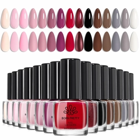 Born Pretty Nail Polish Set,15 Colors Red Pink Nude Nail Polish Set Natural Colors Quick Dry Nail Polish Kit for Daily Diy Nail Art Salon Home Gift for Women Girls