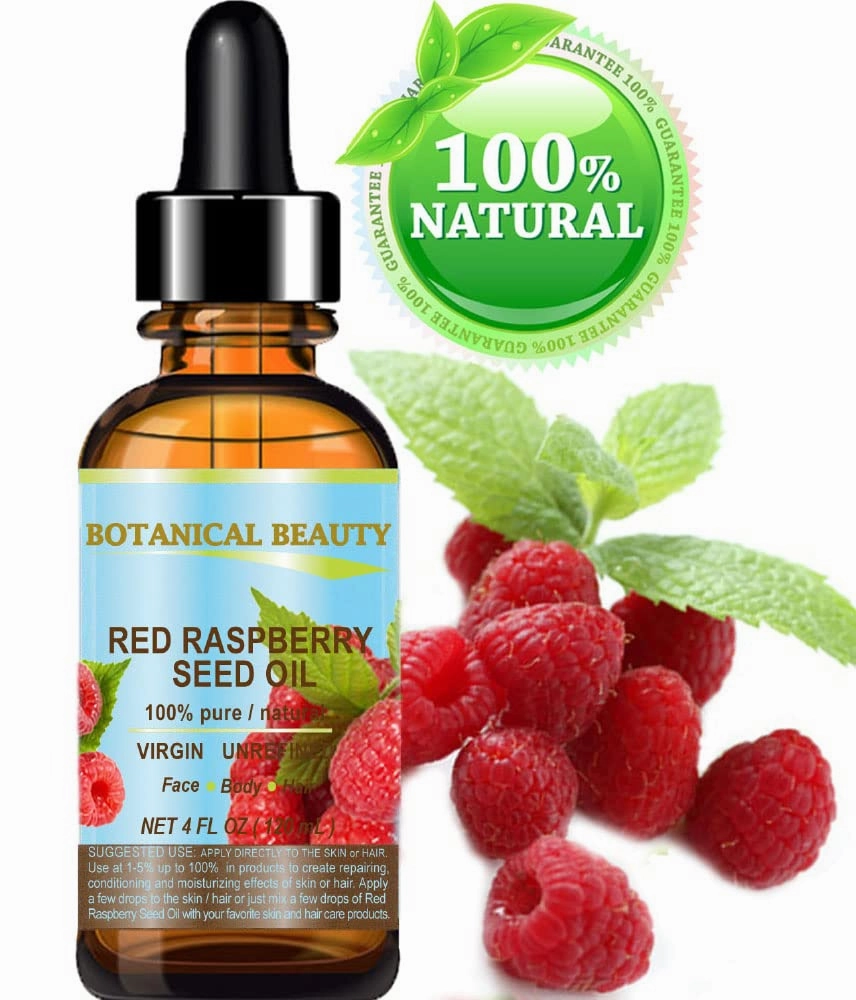 Botanical Beauty RED RASPBERRY SEED OIL 100% Pure Natural Virgin Unrefined Undiluted Cold Pressed Carrier Oil for Face, Skin, Hair, Body, Nails 4 Fl.oz.- 120 ml. Rich in Vitamin C, Vitamin E