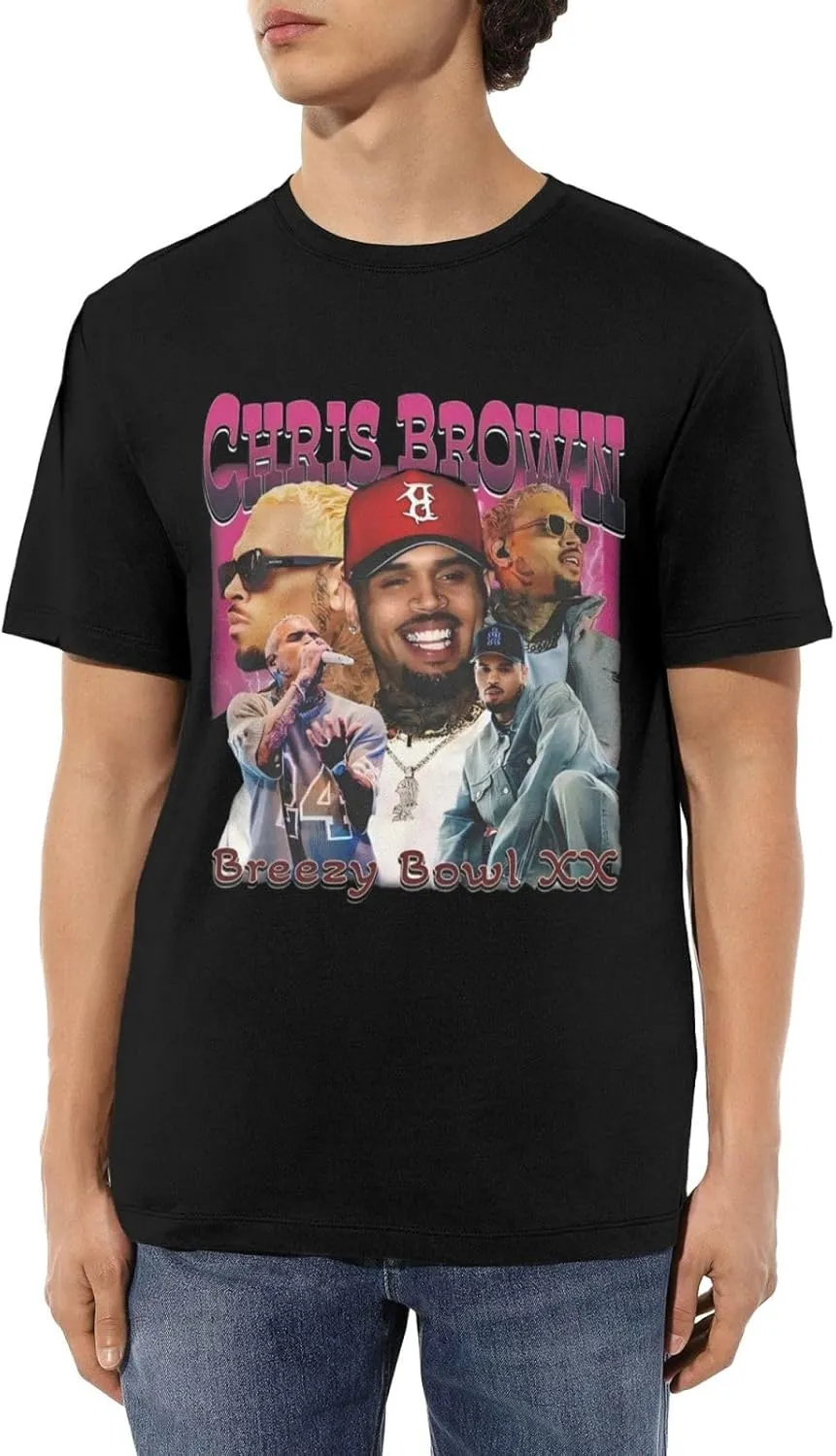 Breezy Xx 2025 Music Tour T-Shirts Noveltyfine Cotton Tops Black