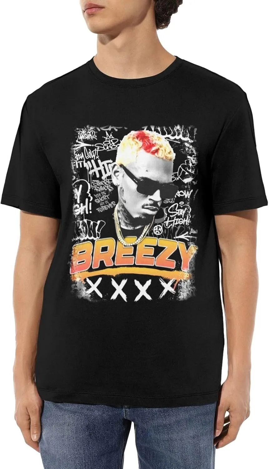 Breezy Xx 2025 Music Tour T-Shirts Unisexr Funnytrendy Cotton Tops Black