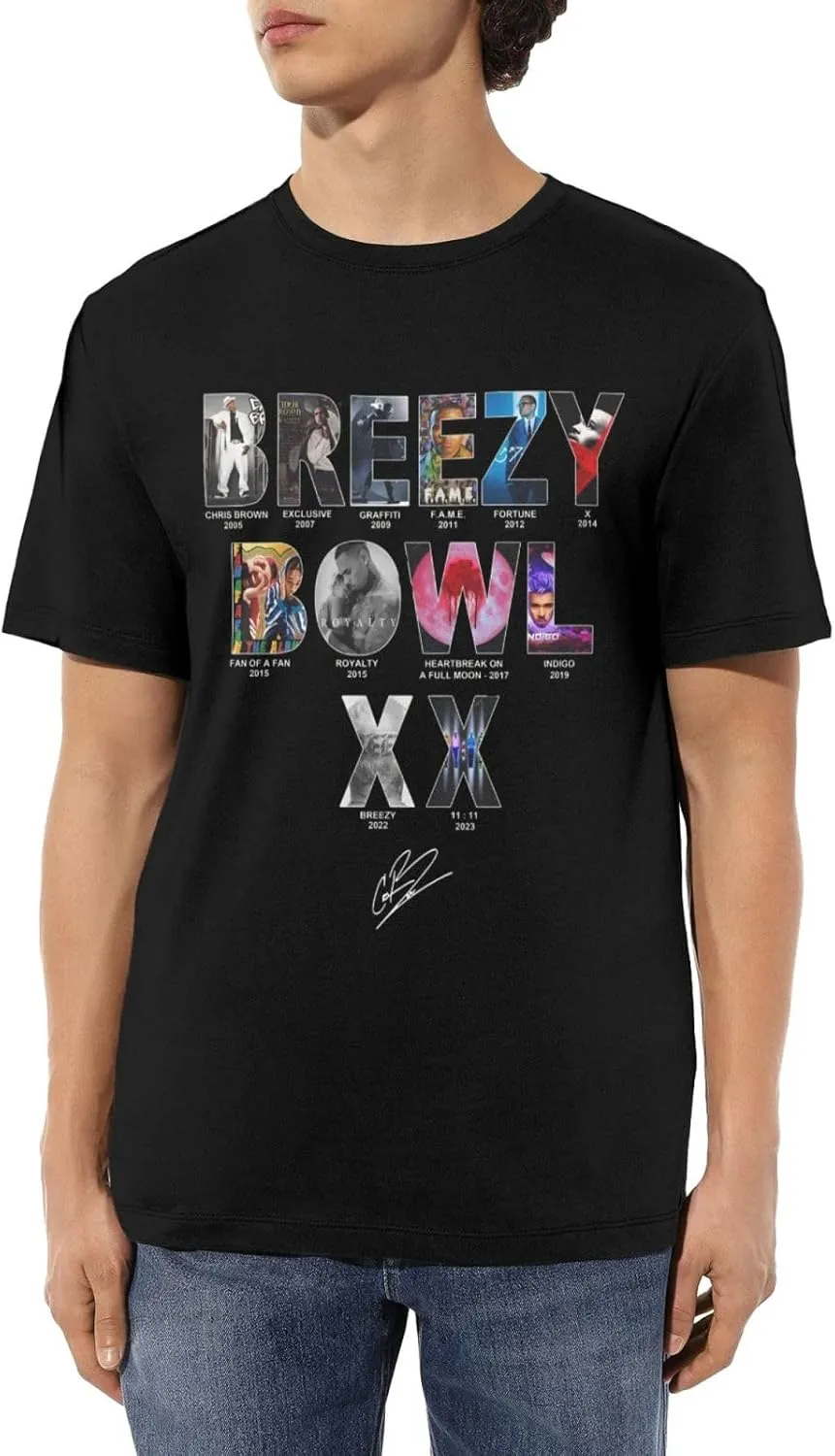 Breezy Xx 2025 Music Tour T-Shirts Unisexr Funnytrendy Cotton Tops Black