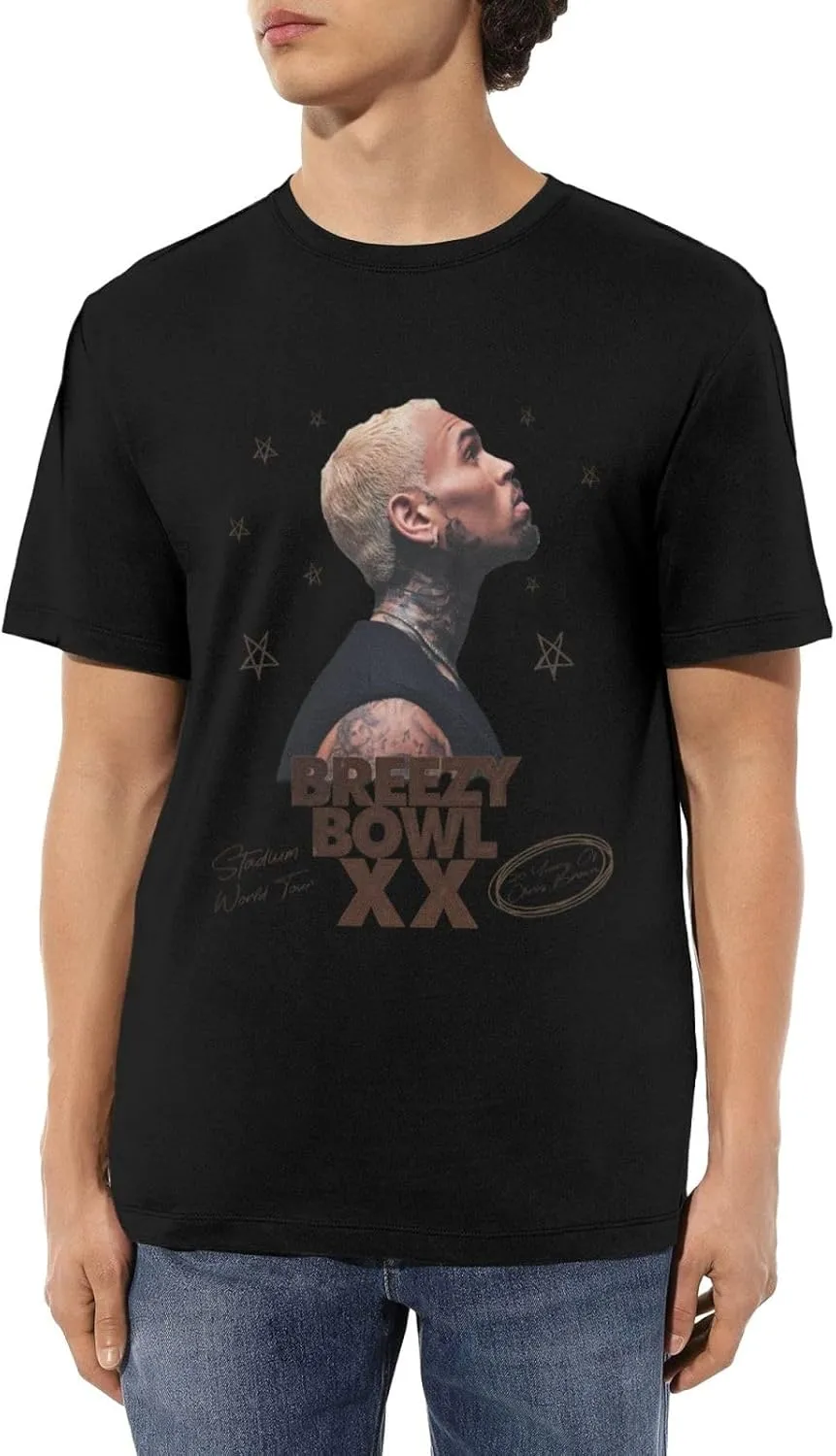 Breezy Xx 2025 Music Tour T-Shirts Unisexr Funnytrendy Cotton Tops Black