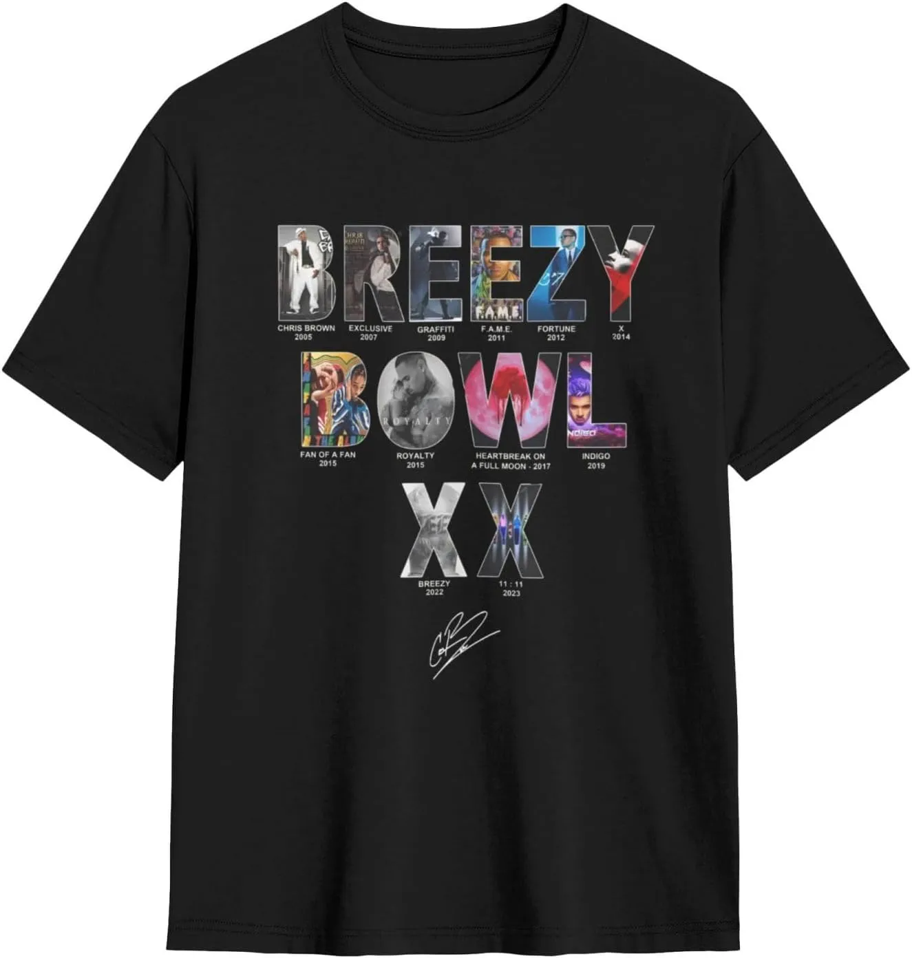 Breezy Xx 2025 Music Tour T-Shirts Unisexr Funnytrendy Cotton Tops Black