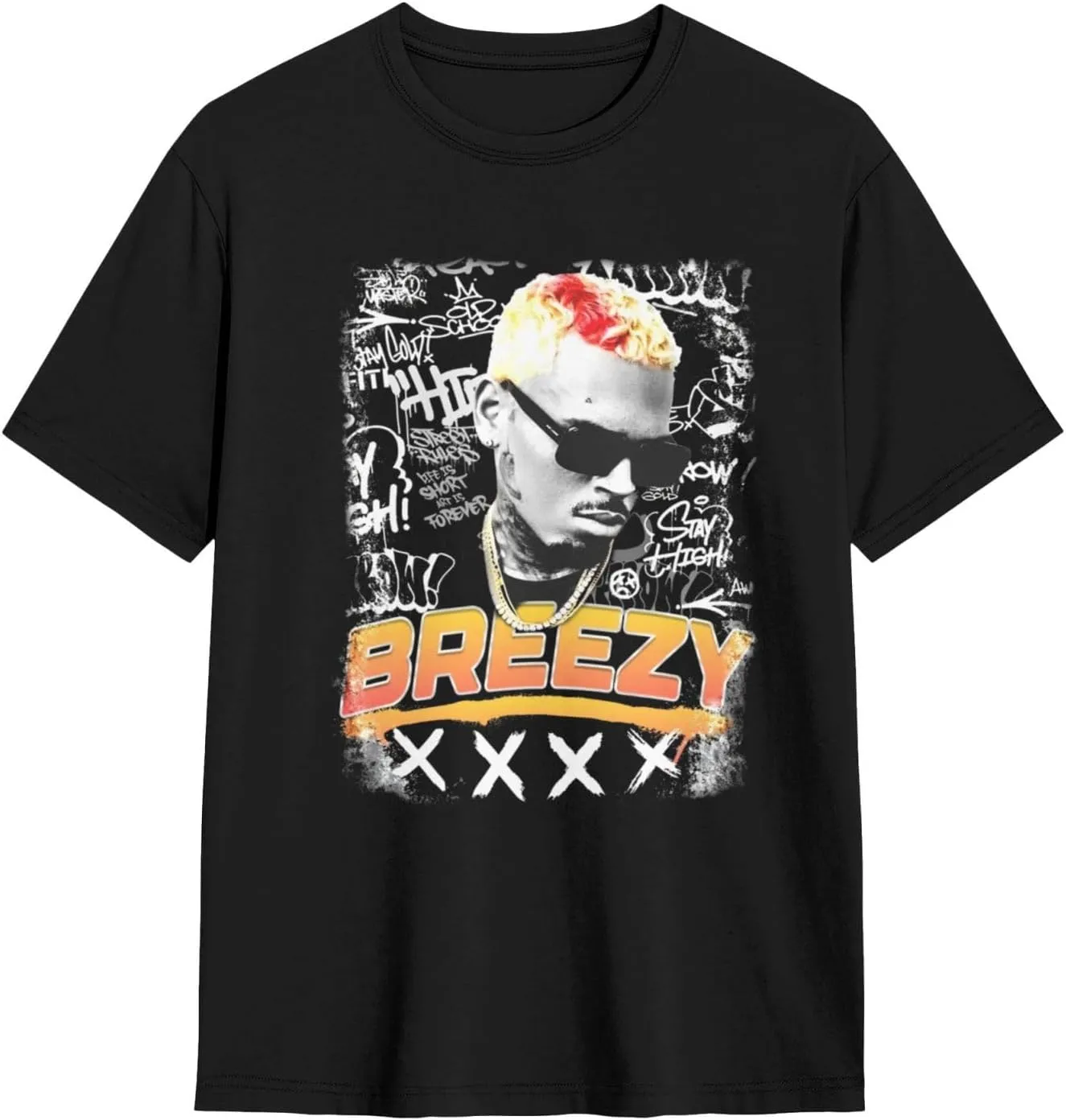 Breezy Xx 2025 Music Tour T-Shirts Unisexr Funnytrendy Cotton Tops Black