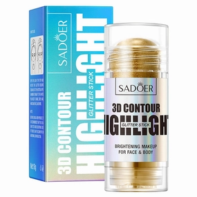 Bright 3D, Highlight Stick, Shimmer Pearlescent Fine Sparkle Glow Contour, Gold, 18g
