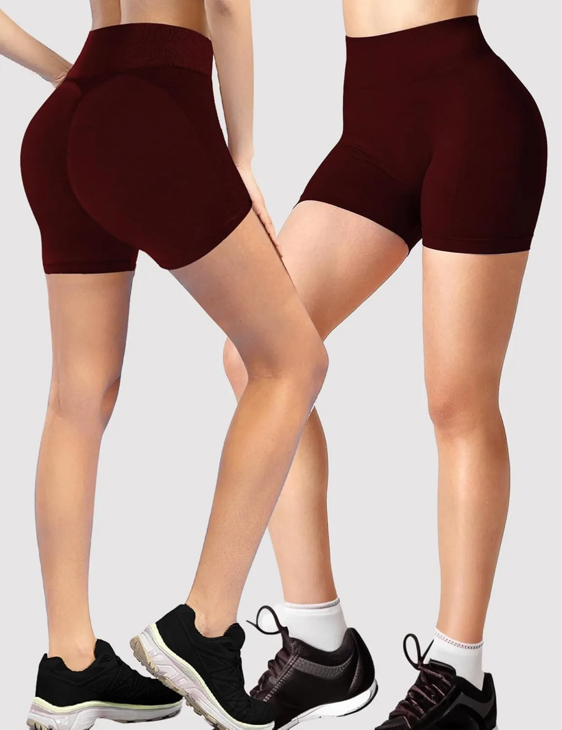 Buauty Gym Shorts Women, Seamless Yoga Workout Shorts, High-Waisted 3.6'' Scrunch Butt Booty Lifting Athletic Running Shorts
