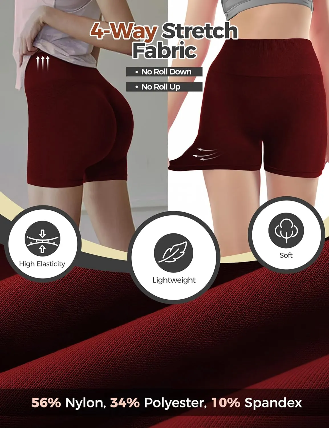 Buauty Gym Shorts Women, Seamless Yoga Workout Shorts, High-Waisted 3.6'' Scrunch Butt Booty Lifting Athletic Running Shorts