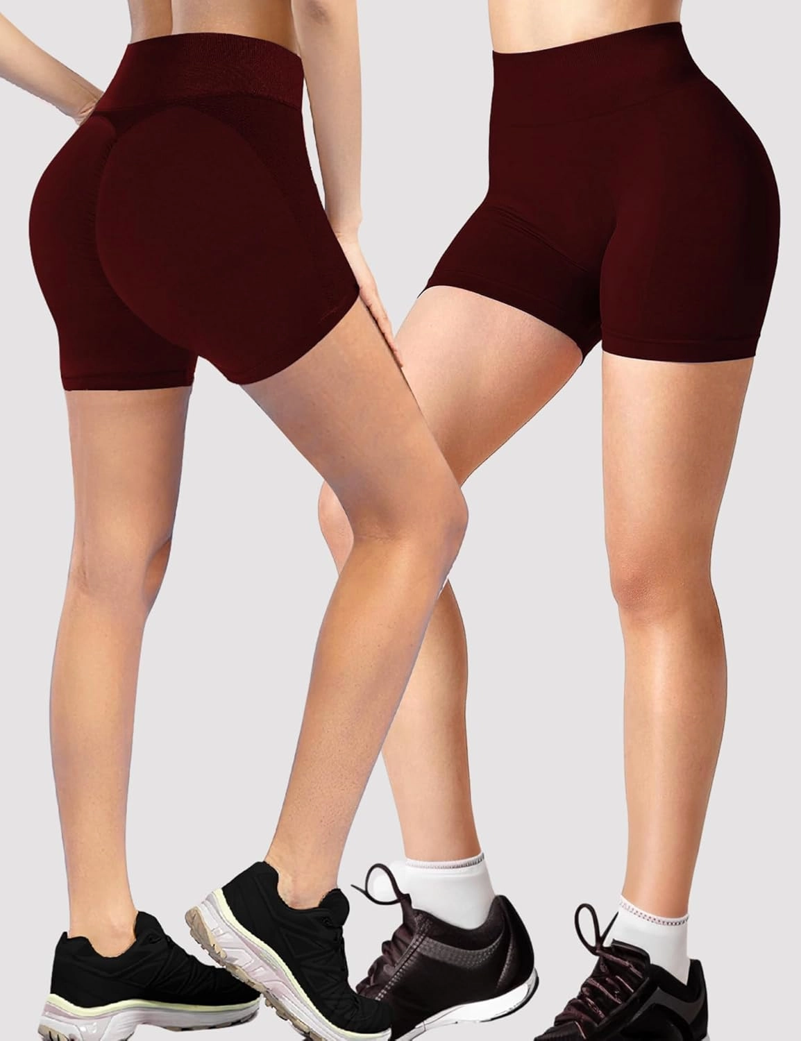 Buauty Gym Shorts Women, Seamless Yoga Workout Shorts, High-Waisted 3.6'' Scrunch Butt Booty Lifting Athletic Running Shorts