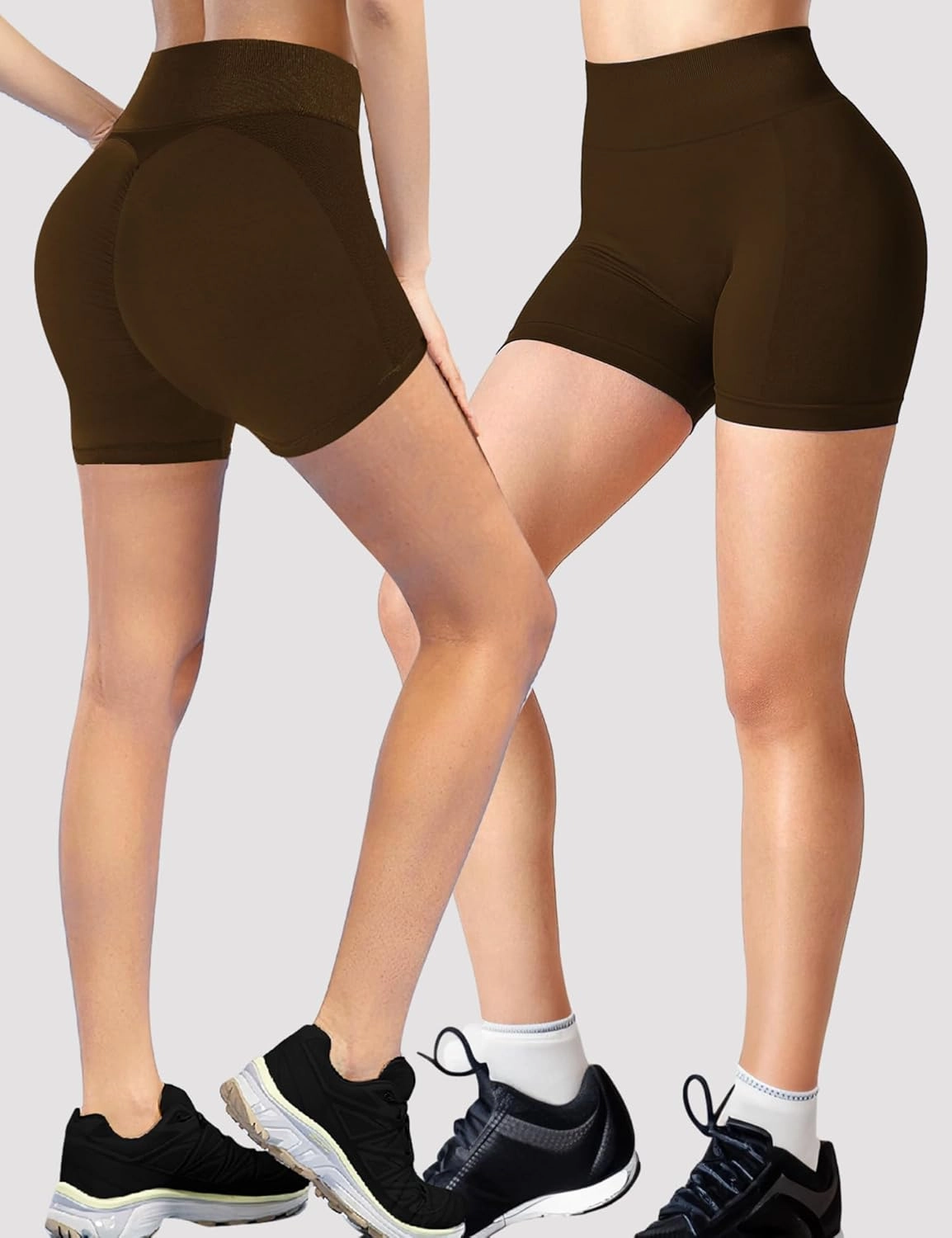 Buauty Gym Shorts Women, Seamless Yoga Workout Shorts, High-Waisted 3.6'' Scrunch Butt Booty Lifting Athletic Running Shorts