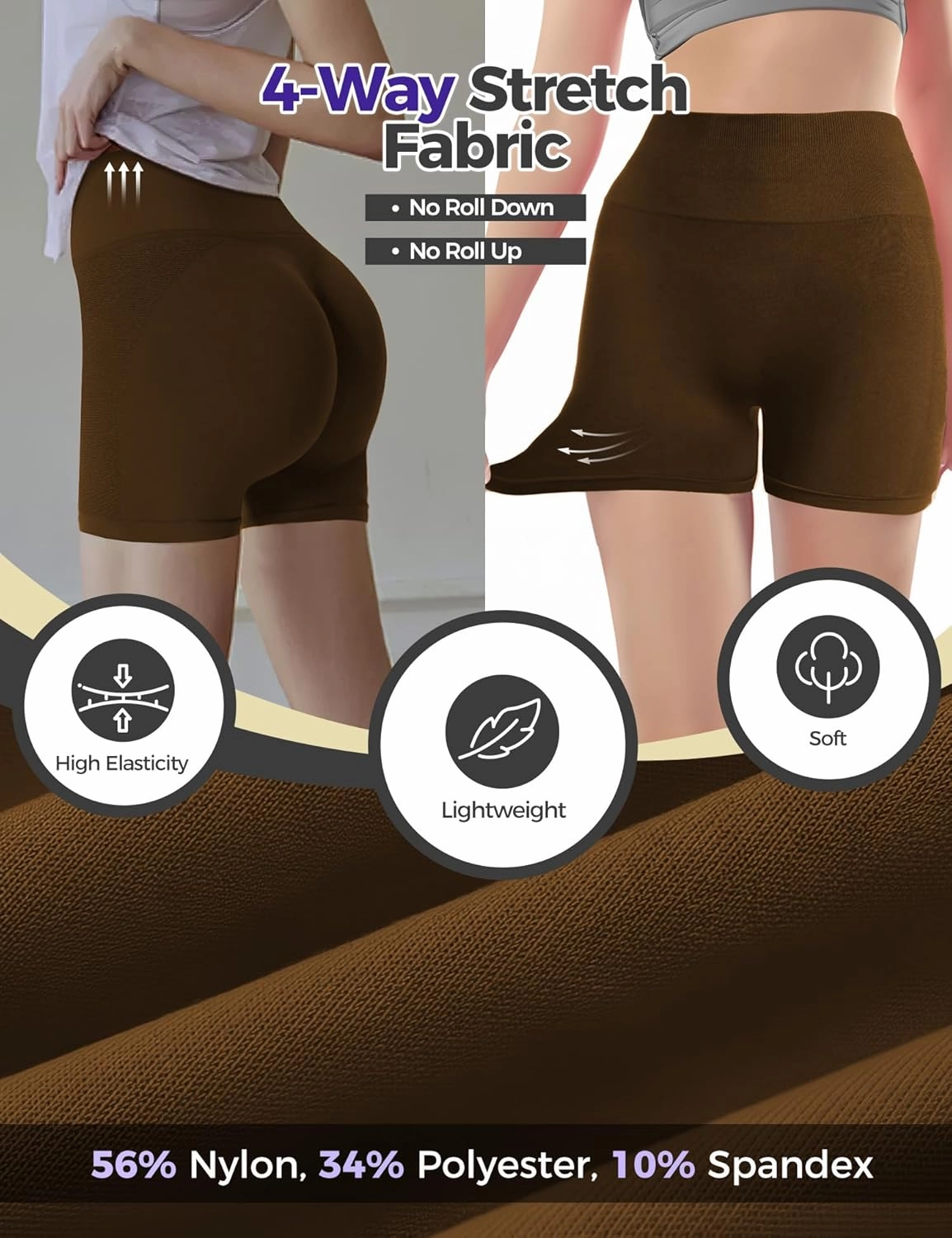 Buauty Gym Shorts Women, Seamless Yoga Workout Shorts, High-Waisted 3.6'' Scrunch Butt Booty Lifting Athletic Running Shorts