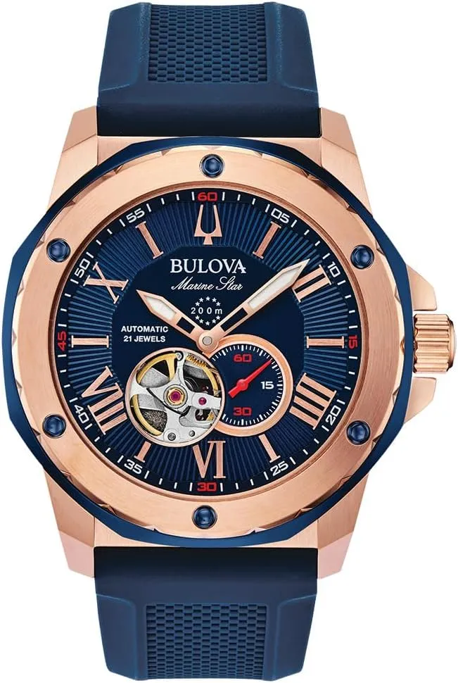 Bulova Men's Marine Star Automatic Blue Dial Watch | 45mm | 98A227