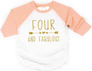 Bump and Beyond Designs Girl Fourth Birthday Shirt Four and Fabulous Shirt