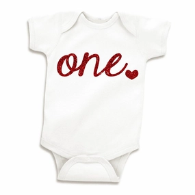 Bump and Beyond Designs Baby-Girls First Birthday Outfit Girls One Year Old Birthday Shirt Glitter Red, 12-18 Months, Short Sleeve