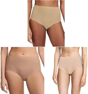 Bundle of Chantelle Women's Soft Stretch One Size Seamless Brief, Ultra Nude   Coffee Latte   Rose.